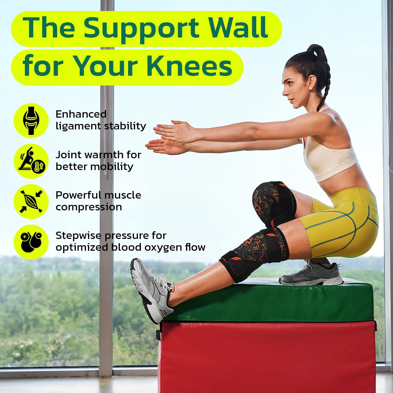 GKTG Knee Brace (1 Pair) Adjustable Strap 7mm Neoprene Knee Compression Sleeve Knee Support for Men Women