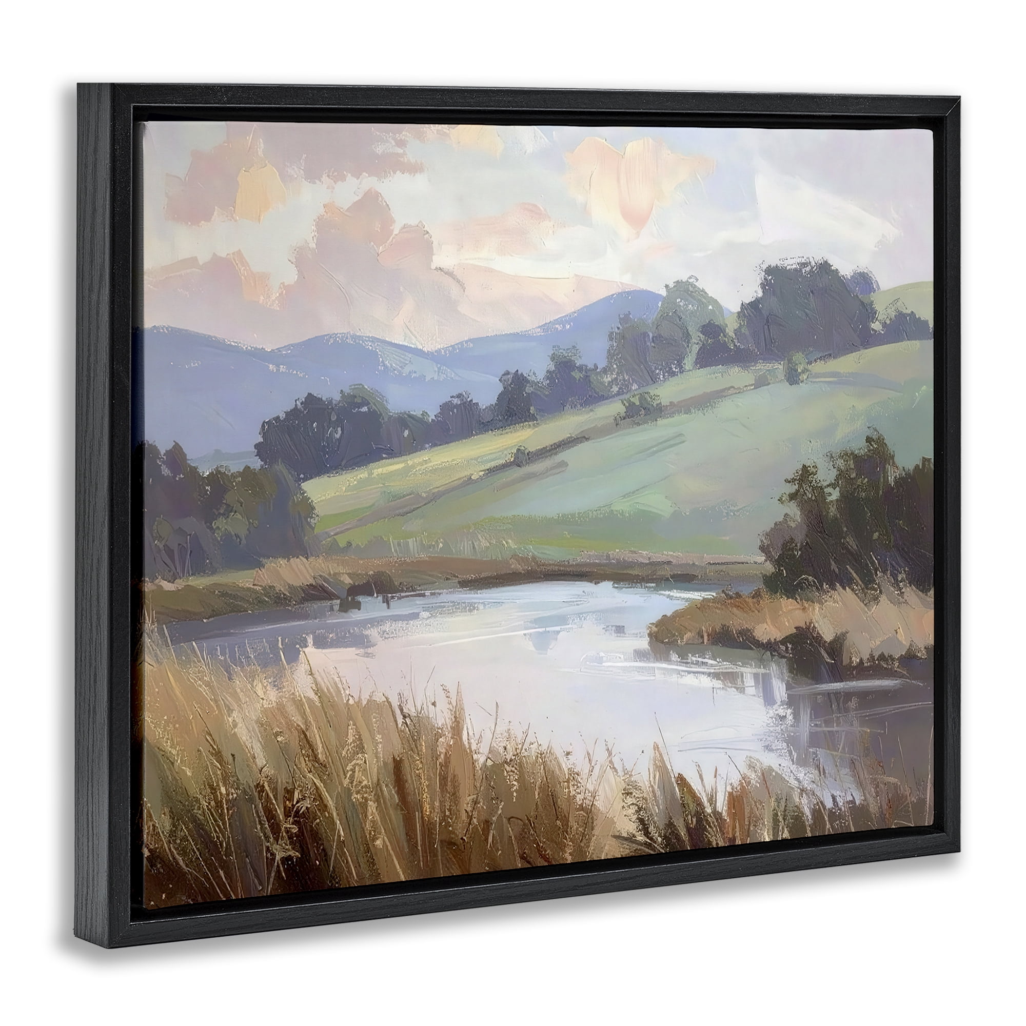 Stupell Industries Subtle Distant Mountains Black Framed Floater Canvas Wall Art, design by Alonza Saunders