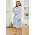 thumbnail image 3 of U2SKIIN Women Fuzzy Robes, Hooded Soft Long Plush Fluffy Bathrobes(Light Blue,2XL-3XL), 3 of 5