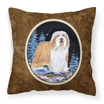 Starry Night Bearded Collie Fabric Decorative Pillow