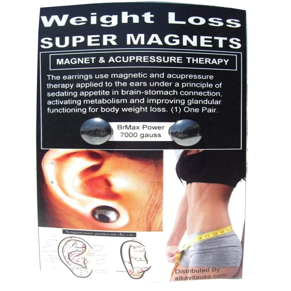 Magnetic Acupressure Bio-Earrings Pair Natural Weight Management