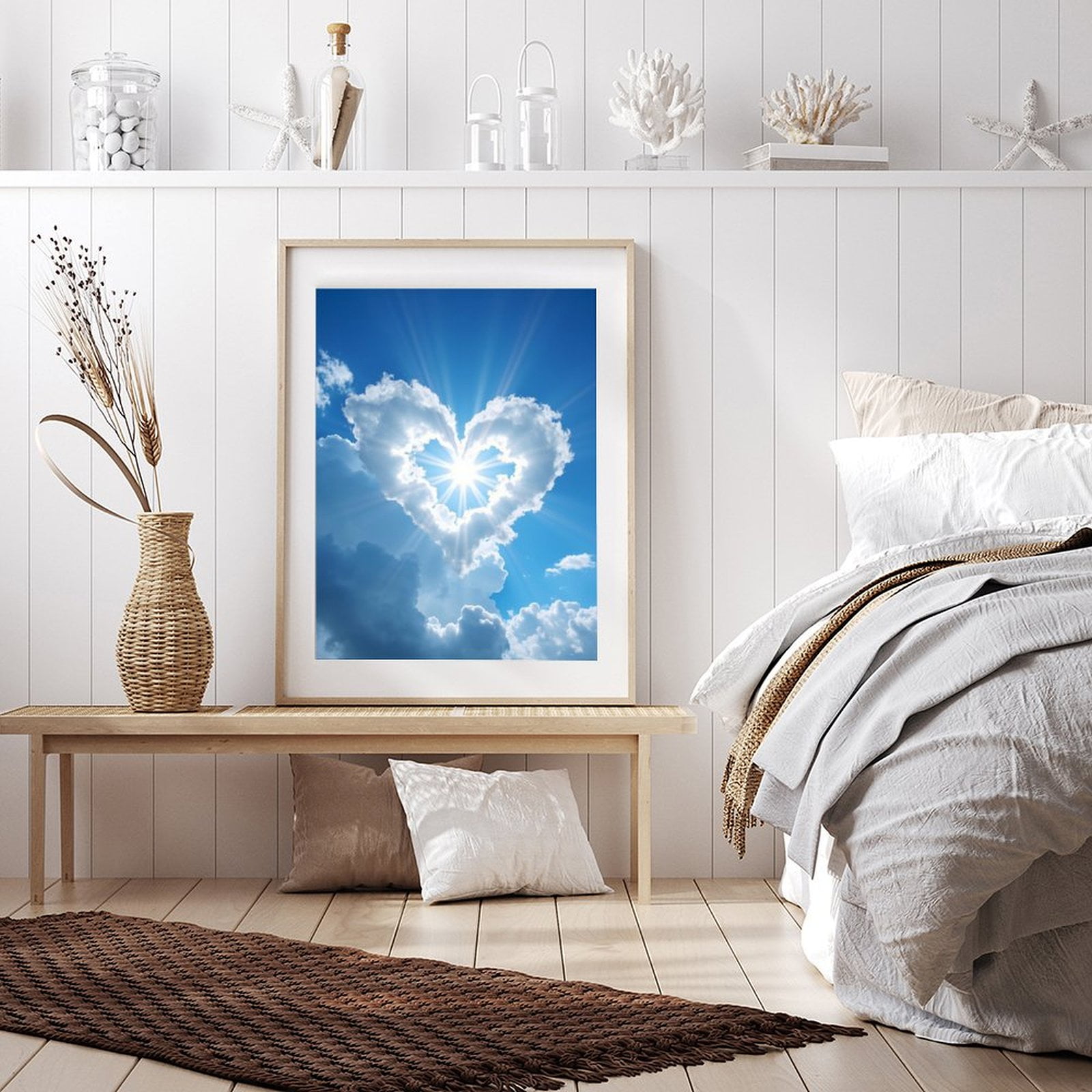Diamond Art Kit for Adults, Heart Shaped Cloud Sunburst Sky Diamond Painting for Adults Beginners, 5D DIY Diamond Art Painting Kits, Colorful Diamond Painting Craft for Home Decor 12x16