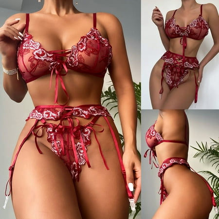 

uublik Valentines lingerie set for women sexy naughty lace plus size babydoll bodysuit