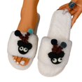 thumbnail image 5 of Willtoo Womens Cute Cartoon Open Toe Fuzzy Slippers Fluffy Plush Indoor House Slides Cozy Warm Non Slip Soft Sole Casual Home Slippers, 5 of 5