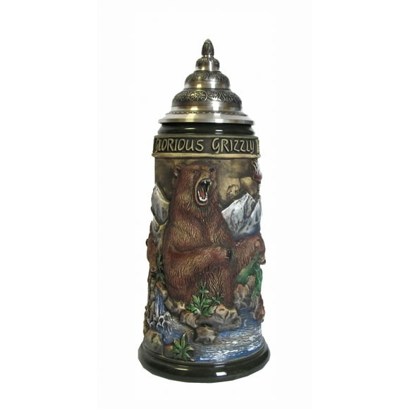 German Beer Stein Glorious Grizzly 0.75 liter tankard, beer mug KI 956/RU 0,75L