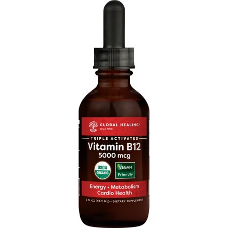 Global Healing USDA Organic Vitamin B12 5000mcg Liquid Supplement - 2 fl oz