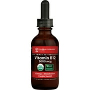 USDA Organic Vitamin B12 5000mcg Liquid Supplement - Global Healing - 2 oz