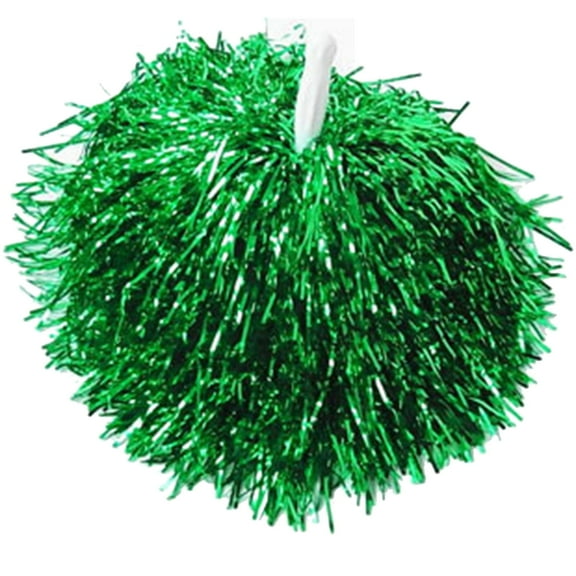 Cheerleading Pom Poms Metallic Matte Iridescent Cheering Poms with Baton Handle for Team Spirit, Cheerleader Cheering Dance School Sport Games Competition, for Kids Boys Girls Women Men[Green]