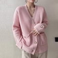 thumbnail image 3 of Suéter de mujer de gran tamaño, chaqueta tipo cárdigan, suéter holgado y cálido para otoño e invierno, suéteres de punto informales para mujer, prendas de vestir exteriores 4XL, 3 of 5