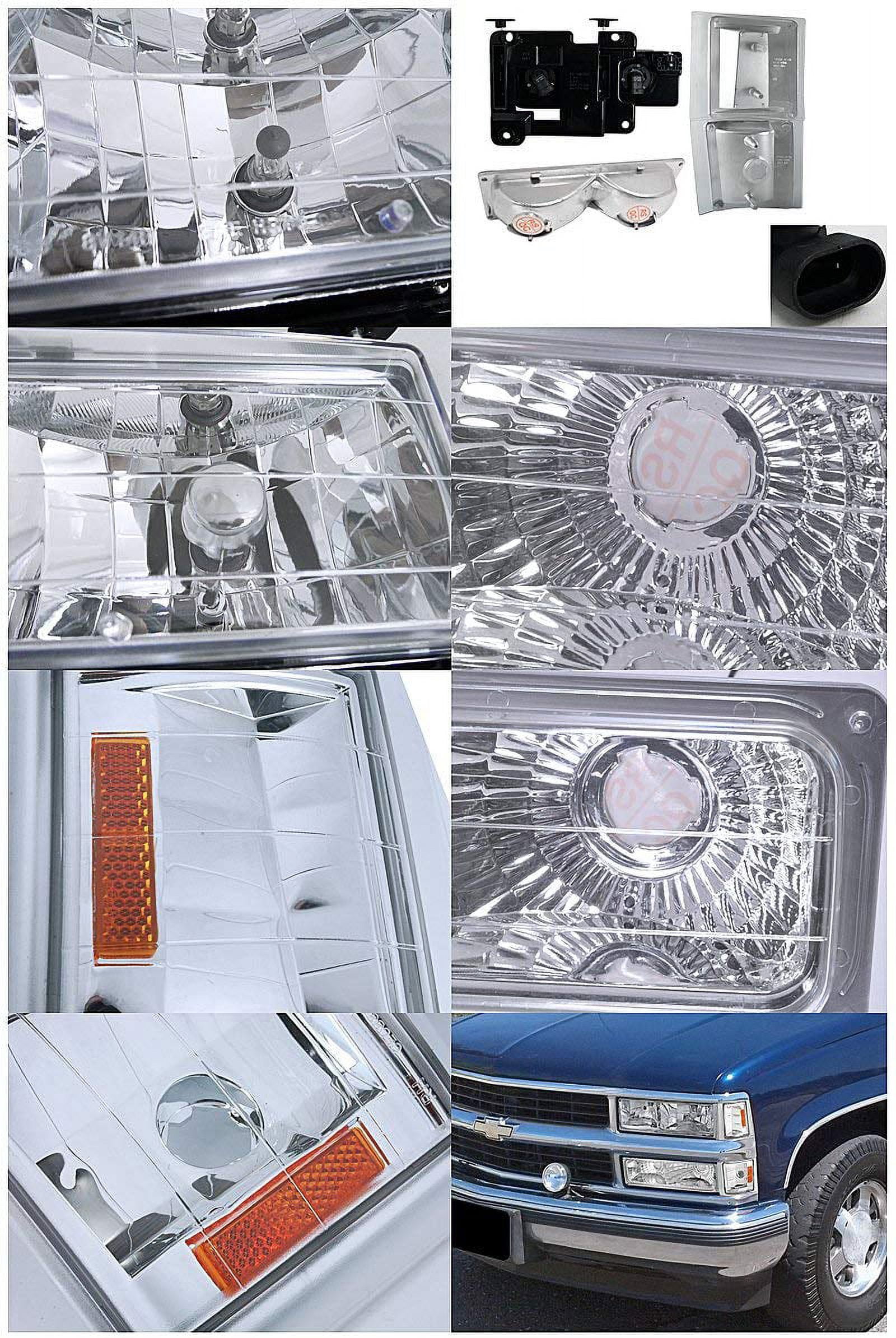 Chrome Clear Headlights With DRL For 1994-1998 Chevy C/K Pickup – Composite Style, Pair, No Bulbs Included 5 thumbnail image