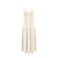 thumbnail image 5 of ClodeEU Women's Summer Halter V Neck Tie Knot Backless Beach Dresses ,A-Line Casual Maxi Dresses for Vacation Beige,Womens Plus S, 5 of 6