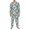 thumbnail image 3 of Sikiie Flower Mens Pajama Set, Soft Warm Long Sleeve Sleepwear, Cozy Button-Down Pjs for Men-Medium, 3 of 7