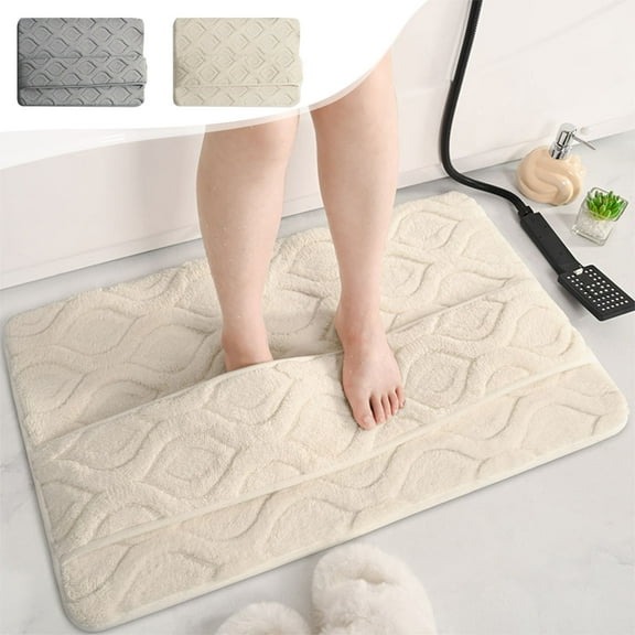 sruoe Bath Mat Rugs, Bath Mats for Bathroom Floor, Extra Absorbent Quick Dry Bathroom Mats, Washable Bath Rugs and Mats, Bath Carpet for Shower, Polyester, Gray