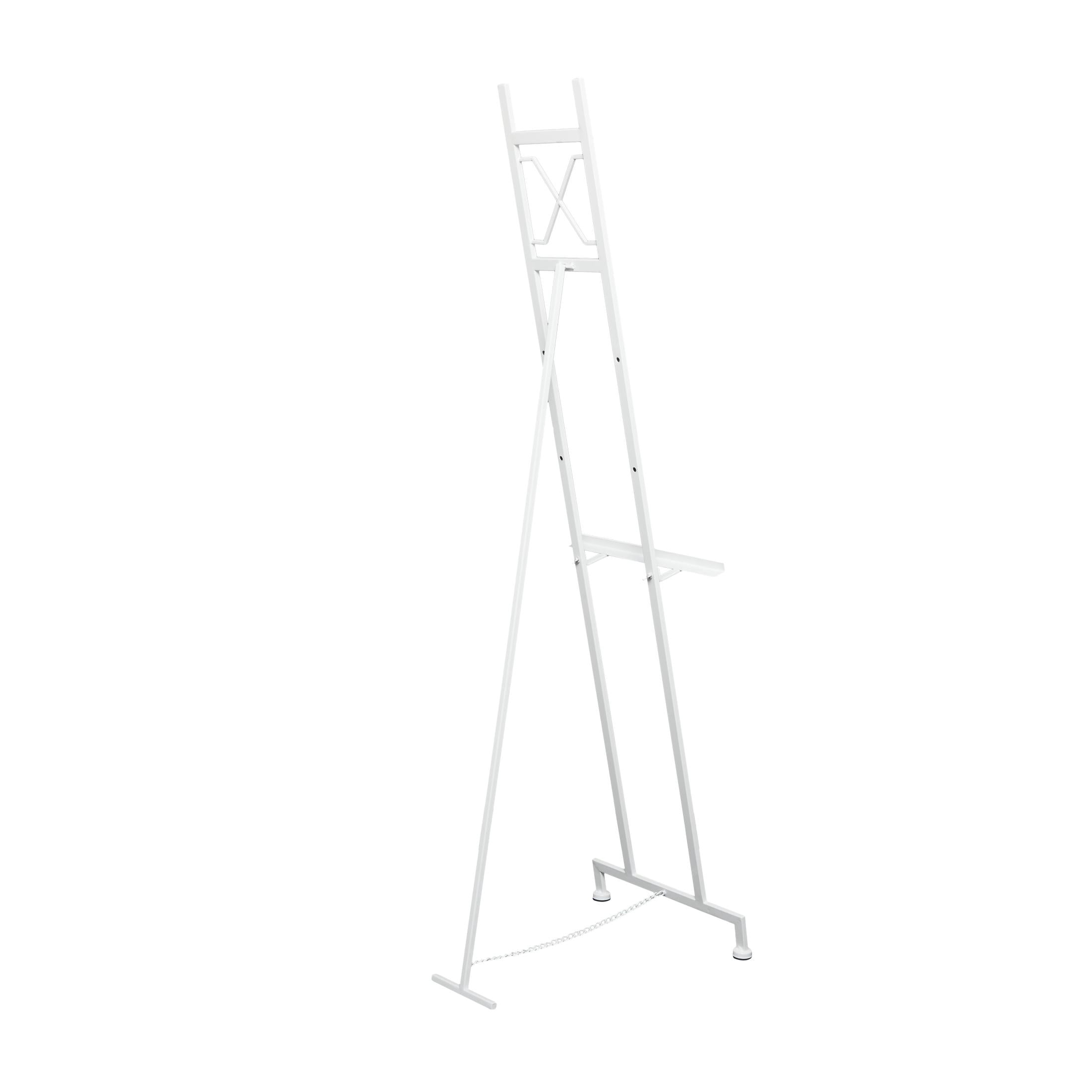 DecMode 16" x 57" White Metal Tall Adjustable Floor 3 Tier Geometric Easel, 1-Piece