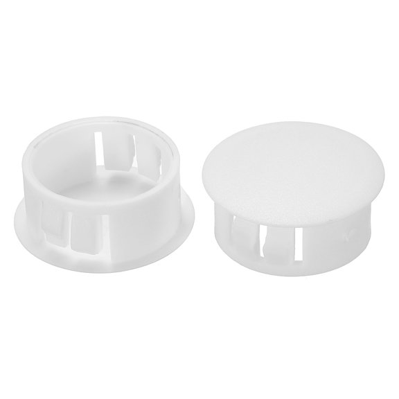 Uxcell 22mm 7/8" Plastic Hole Plugs, Flush Type Round Hole Cover Snap in Locking Hole Tube, White 60Pcs