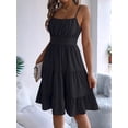 thumbnail image 4 of Jaimenalin Women Ruffled Tiered Adjustable Spaghetti Strap Midi Dress Black XL, 4 of 9