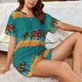 thumbnail image 4 of Wukai Elephants Print Women's Pajama Set - Short-Sleeve Top and Shorts with Elastic Waistband and Pockets for Loungewear, Yoga, and Casual Wear-XX-Large, 4 of 6