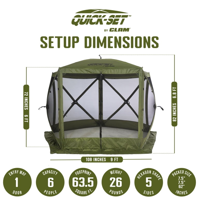CLAM Quick-Set 9x9 ft Venture Portable Outdoor Canopy Shelter