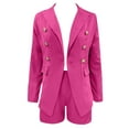 thumbnail image 4 of Yoodem Blazer for Women 2023 Womens Blazer Elegant Business Office Work Women Lady Solid Button Suit Jacket Coat Outwear Blazer Z Hot Pink（Jacket+short） XL 1PC Jackets+1PC Short, 4 of 4