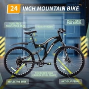 DEYGIA Boys Mountain Bike 24 inch, Kids Bike Ages 4-12, 7-Speed, Full Suspension MTB, High-Carbon Steel Frame, Dual Disc Brakes, Bicycle for kids Outdoor Adventure