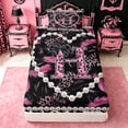 thumbnail image 3 of meiyoeat Leopard Animal Print Twin Sheet Sets For Bow Girls,Chic Pearl Heart Letter H Bedding For Kids,3-Piece, 3 of 6