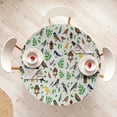 thumbnail image 4 of Ambesonne Nature Emoji Fitted Round Tablecloth, Birds Leaves Cartoon, 40"- 44" Diameter, Fern Green and Dark Cocoa, 4 of 5