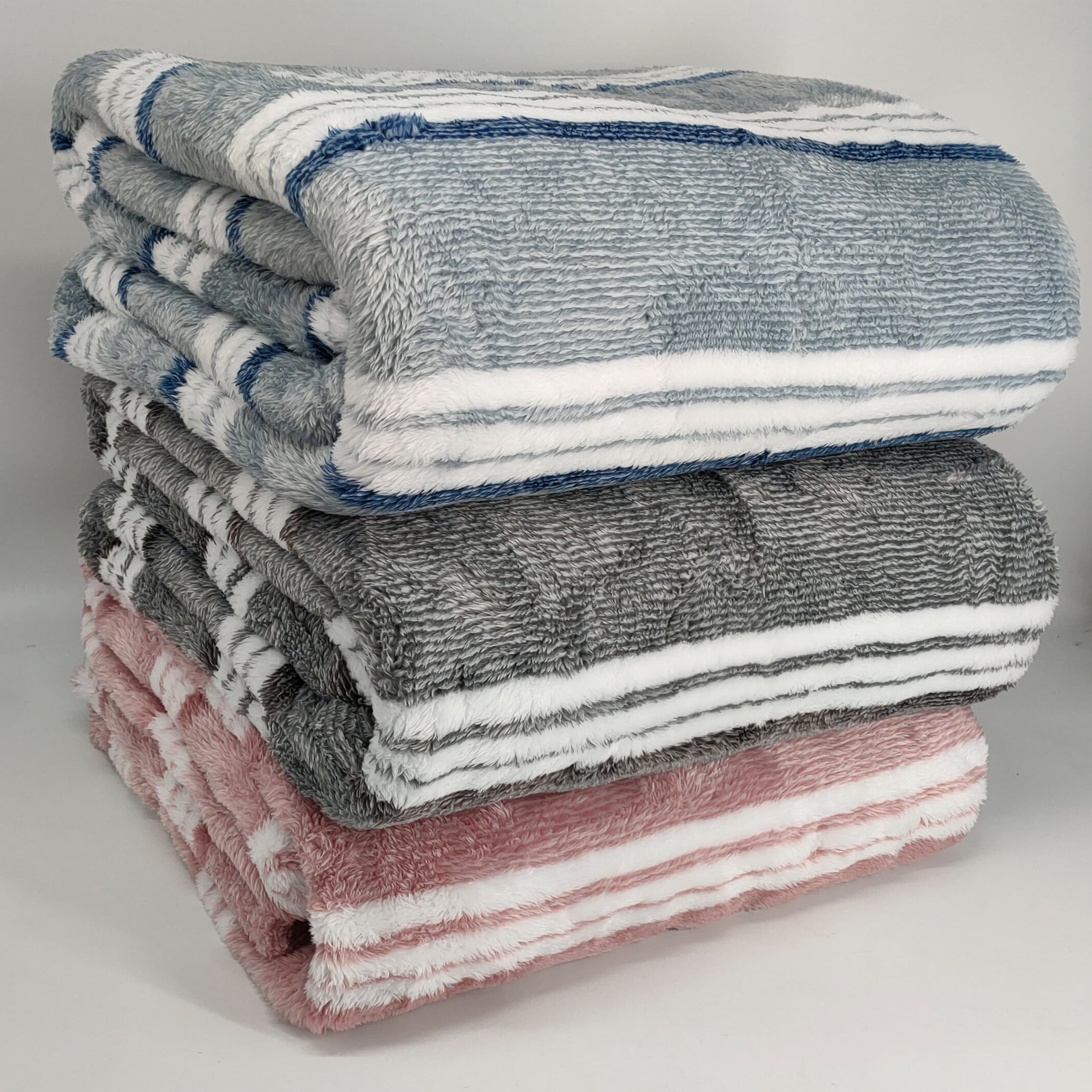 Berkshire Blanket Eco Plush Bed Blanket, Grey Stripe, King
