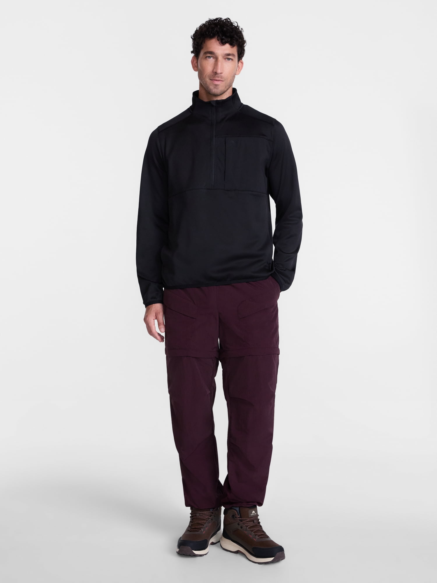 Ozark Trail Men's Half Zip Pullover with Long Sleeves, Sizes S-3XL