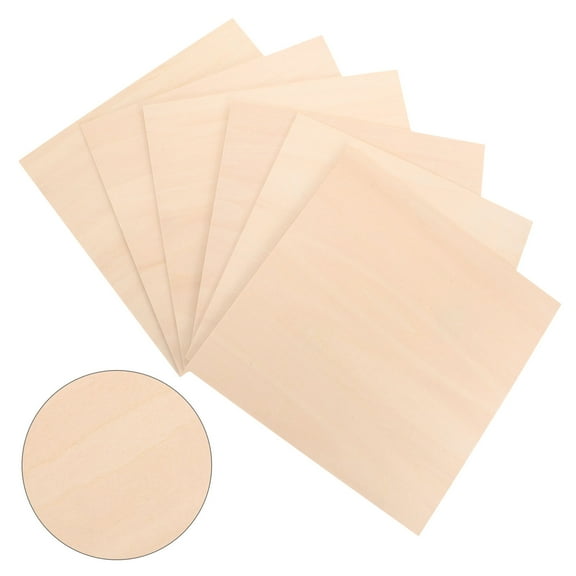 FRCOLOR 6pcs Plywood Square Boards Unfinished Wood Blanks for Carving Crafting and DIY Woodworking Wooden Boards DIY Blank Boards