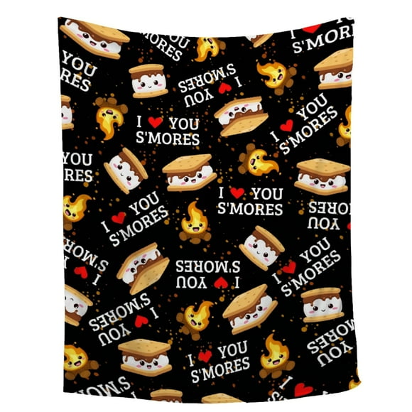 Couverture Jetée Mignonne S'Mores, Couvertures de Biscuits Marshall Cadeau Douce et Confortable, Couverture en Flanelle Polaire pour Enfants Adultes Canapé Camping, 50 Pouces"x60 Pouces"-Taille Complète pour Adolescents