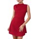 thumbnail image 1 of Negro Vestido de Cóctel A-Línea sin Mangas de Cintura Elástica Mini Vestido de Color Sólido para las Mujeres, Mock Cuello Alto Vestido Bajo para las Mujeres, 1 of 7