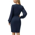 thumbnail image 4 of Vestidos Para Mujer Otoño Primavera Y Otoño Vestido de Manga Larga Con Cuello en V Apretado Plisado Negocios Elegante Costura Lápiz Falda Odeerbi  ODB147986, 4 of 8
