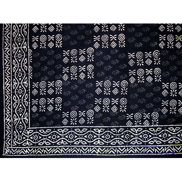 Veggie Dye Block Print Tapestry Cotton Bedspread 110