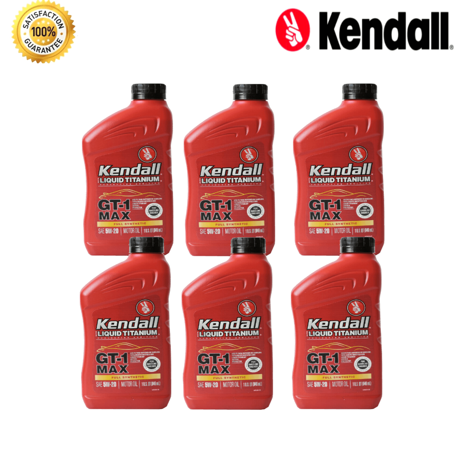Kendall 5W20 Full Synthetic Motor Oil 6 Quarts GT1 Max Liquid Titanium