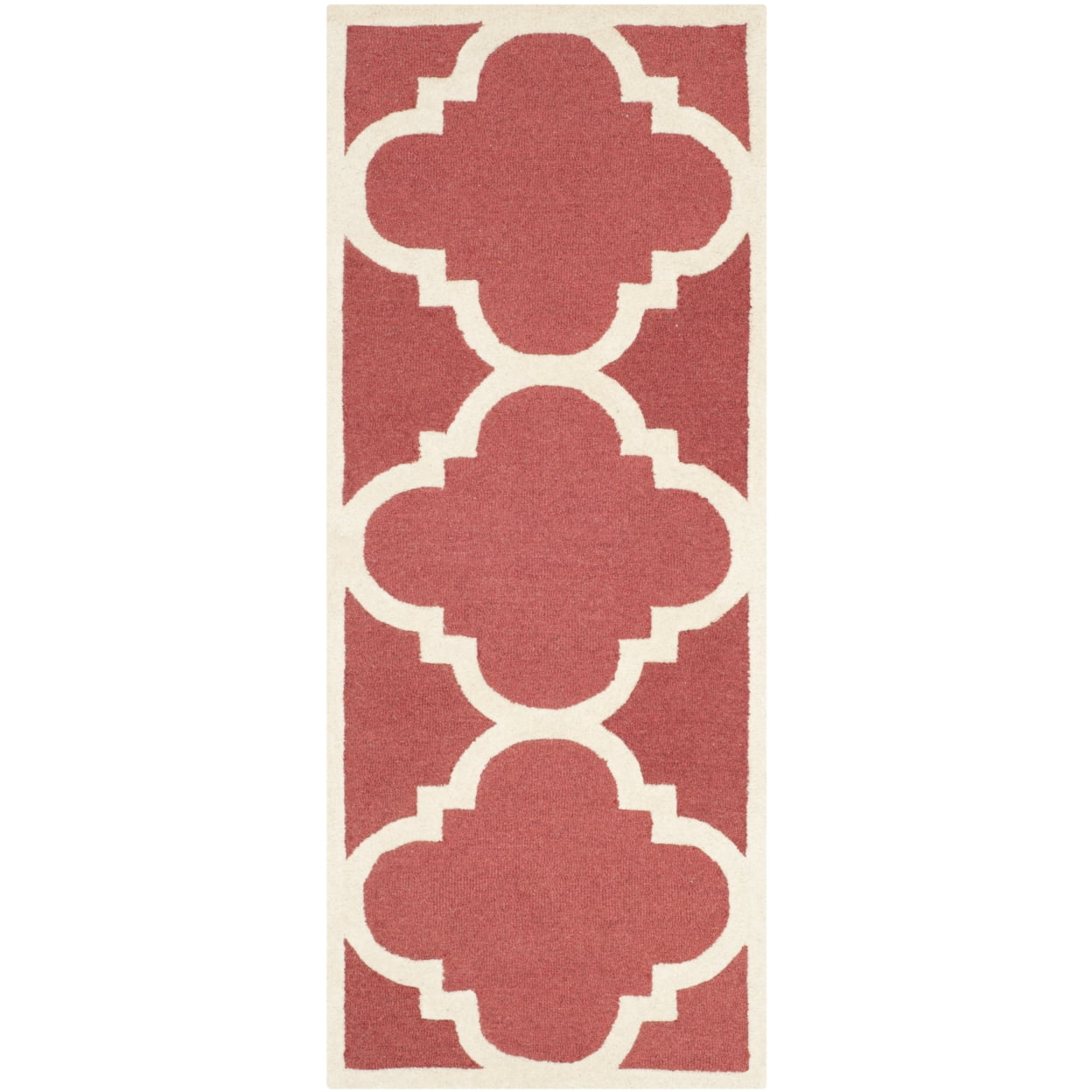 SAFAVIEH Cambridge Justine Geometric Quatrefoil Wool Area Rug, Rust/Ivory, 6' x 6' Round