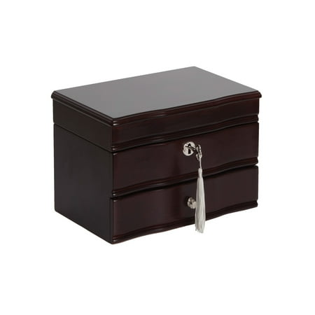 Mele & Co. Davina Mahogany Locking Jewelry Box - 11.5W x 6H in.