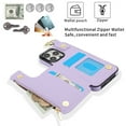 thumbnail image 3 of Allytechgroup iPhone 12 Pro / 12 6.1" Wallet Case, RFID Blocking Zipper Pocket Ring Holder Kickstand Bumper Shockproof Portable Durable Phone Case for Apple iPhone 12 Pro / 12 6.1", Violet, 3 of 8