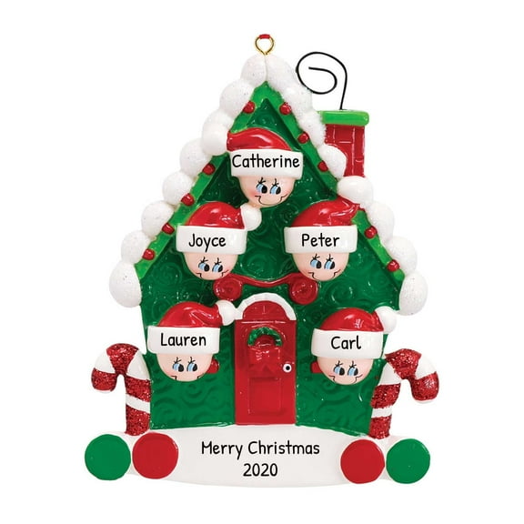 Ornaments by Elves Personalized Family of 5 in New House Ornaments 2024 for Christmas Tree