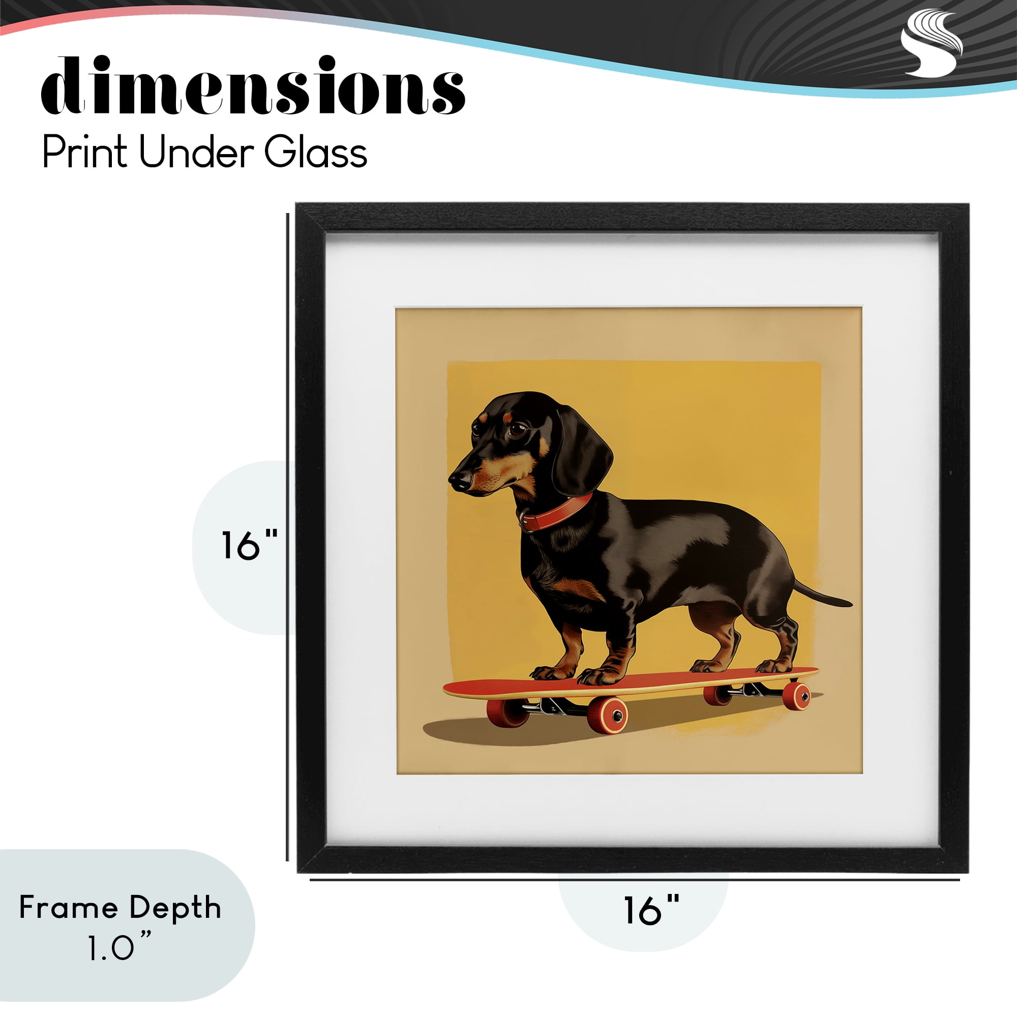 Stupell Industries Dachshund on Red Skateboard Black Framed Print Under Glass, design by Andreas Magnusson