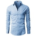 thumbnail image 2 of H2H Mens Dress Slim Fit Shirts Long Sleeve Business Shirts Basic Designed Breathable SKYBLUE US 3XL/Asia 5XL (JASK14), 2 of 6