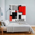 thumbnail image 4 of Black Red Geometric Kitchen Curtains 63 Inch Length, Red White Abstract Art Modern Grommet Top Bedroom Living Room Curtains, Light Filtering Cafe Curtain Drapes 2 Panels Set 84''x63'', 4 of 9