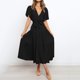 thumbnail image 3 of Vestido boho de playa de verano para mujer: vestido midi sin mangas de color liso con volantes, cuerpo fruncido y espalda descubierta, 3 of 7