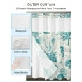 thumbnail image 2 of No Hook Cloth Fabric Shower Curtain with Snap in Liner, Turquoise Coastal Coral Waterproof Shower Curtains Set with See Through Top Window, Nautical Starfish Seahorse Bath Curtains Shower 36"x72", 2 of 6