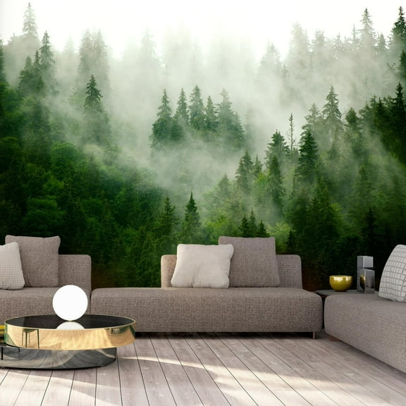 Tiptophomedecor Landscape Wallpaper Wall Mural - Mountain Forest Green