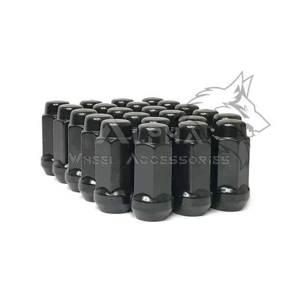 23 Black Bulge Acorn Lug Nuts 1/2"-20 For Jeep Wrangler JK YJ TJ KK MJ 1.9" Tall