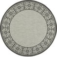 thumbnail image 2 of Nourison Garden Party Indoor/Outdoor Transitional Bordered Ivory/Charcoal 5'3" x round Area Rug, (5' Round), 2 of 9