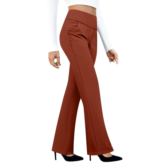 Flare Yoga Pants with Pockets for Women Bootcut Dress Pants Stretchy Business Casual Work Pant High Waisted Trousers, XL