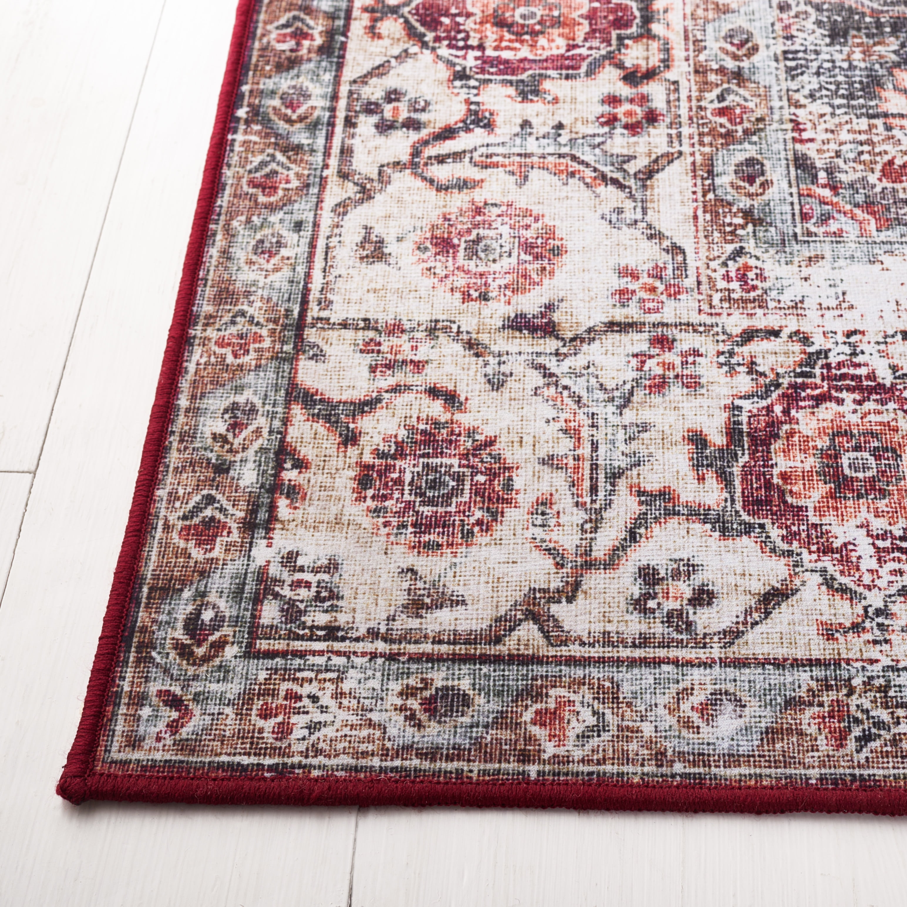 Safavieh Tucson Nazca Oriental Machine Washable Area Rug, Beige Green/Rust, 3' x 5'