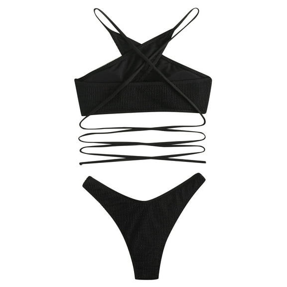 Aayomet Two Piece Swimsuit For Women Push Ladies 2pack Bikinis Split Swimsuit Swimwear Swimsuit Bikini Up Two-piece Women Rib,Black XL