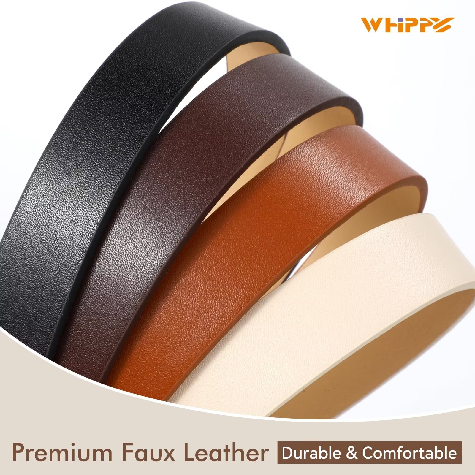 Whippy Women's Skinny Leather Belt with Gold Buckle photo 6